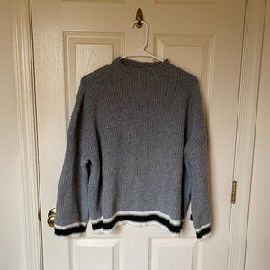 SHEIN Gray Striped Bottom Sweater, Size L, Color:  Gray